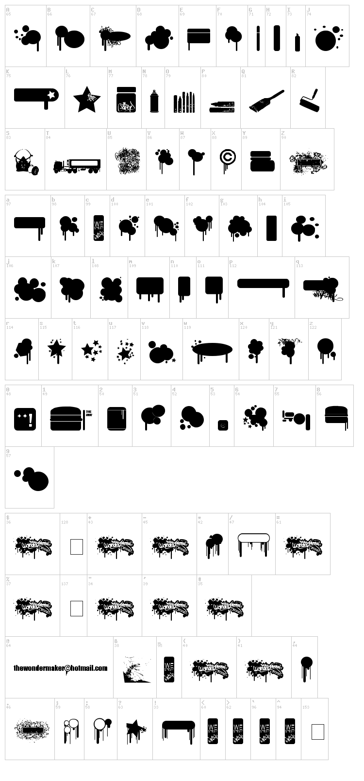 We Spray font map